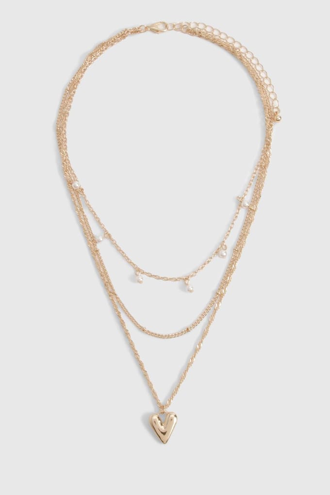 boohoo Dames Gelaagde ketting met hartdetail | Goud