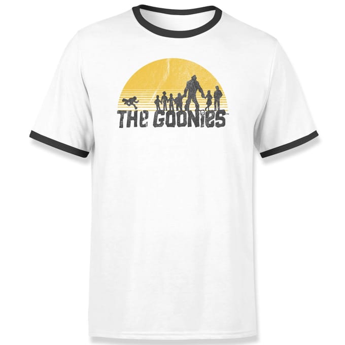 The Goonies Retro Logo Unisex T-Shirt - Wit / Zwart Ringer - L