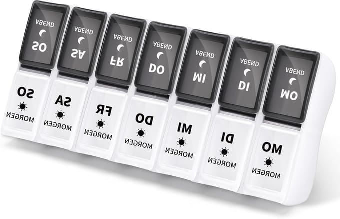 Tabletten Organizer voor 7 Dagen met 2 Compartimenten en Afneembare Pillendoos