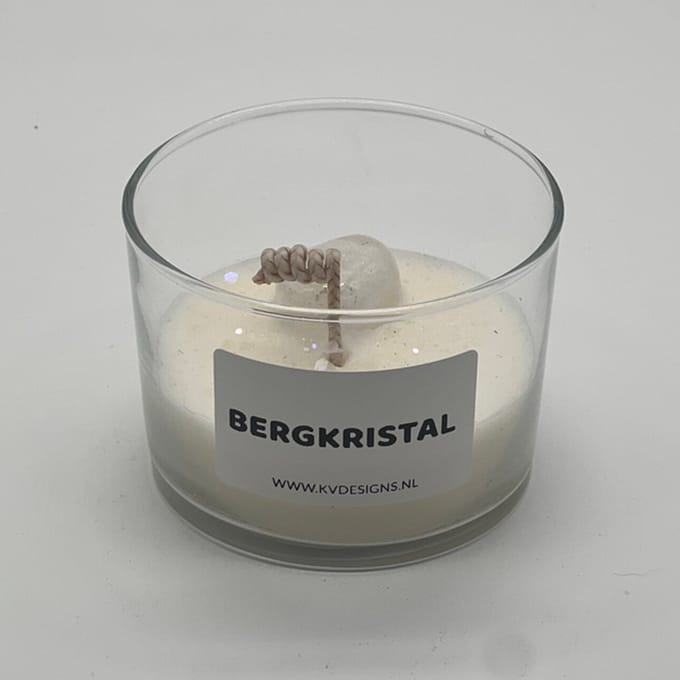 Kaars in glazen pot - edelsteen - Bergkristal