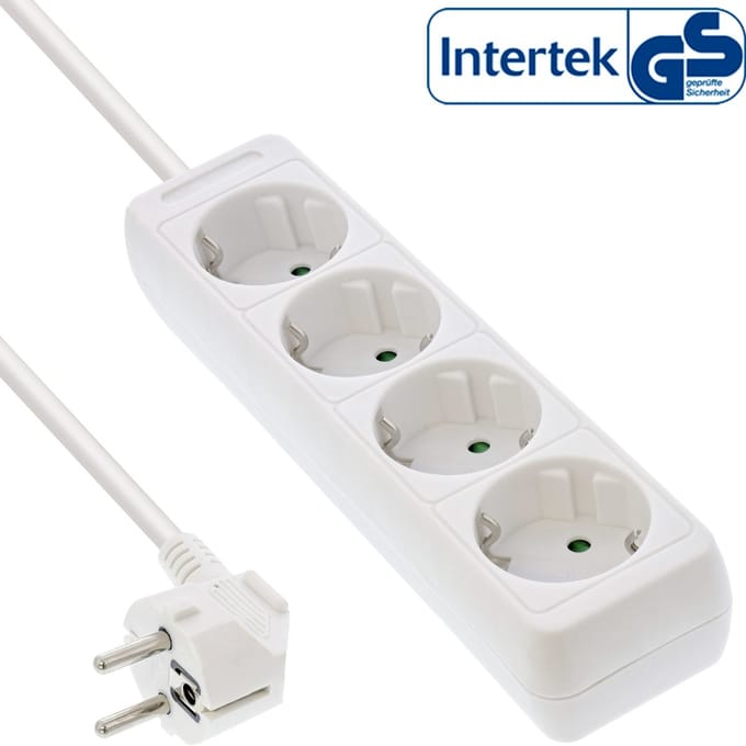 Stekkerdoos met 4 contacten / wit - 3 meter