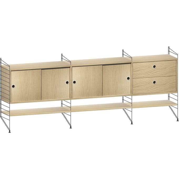 String Furniture - Rekcombinatie 6 - Eiken - zwart - meerkleurig
