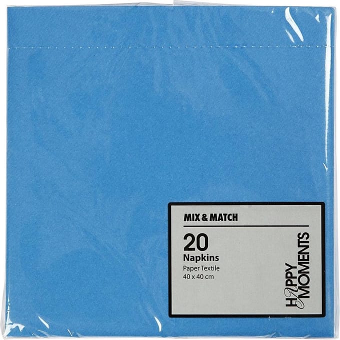 Servetten, afm 40x40 cm, 60 gr, turquoise, 20 stuk/ 1 doos
