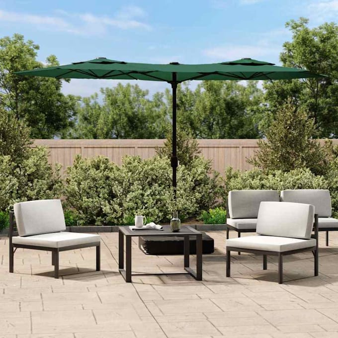 vidaXL - Parasol - dubbel - met - LED's - 316x145 - cm - groen