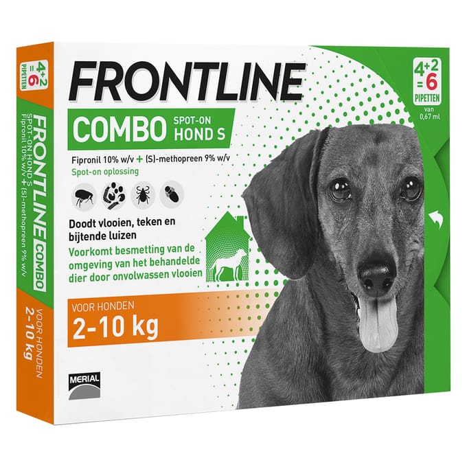 Frontline Combo - Anti vlooien- tekenmiddel - 2-10kg - Hond - 6 pipetten
