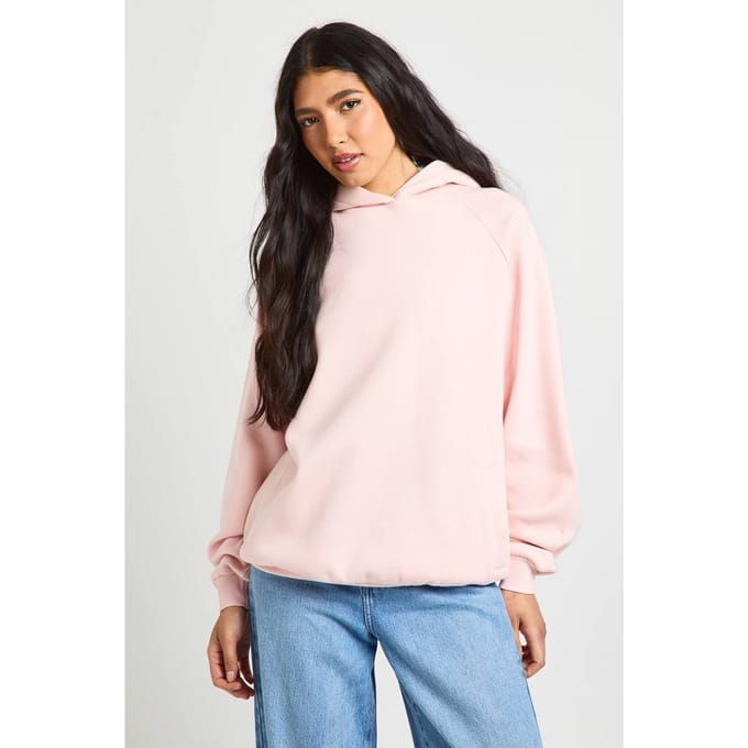 boohoo Dames Lange Raglan Naad Oversized Hoodie | Light Pink | Maat: Large
