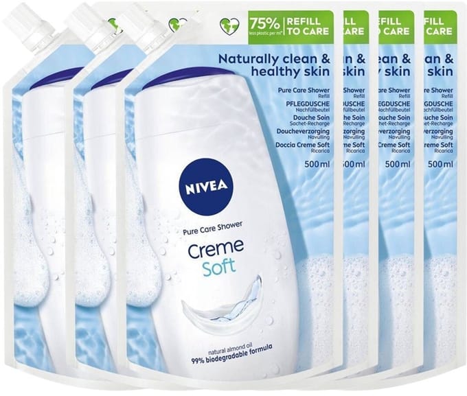 NIVEA Pure Care Shower Creme Soft Refill 6 x 500 ml