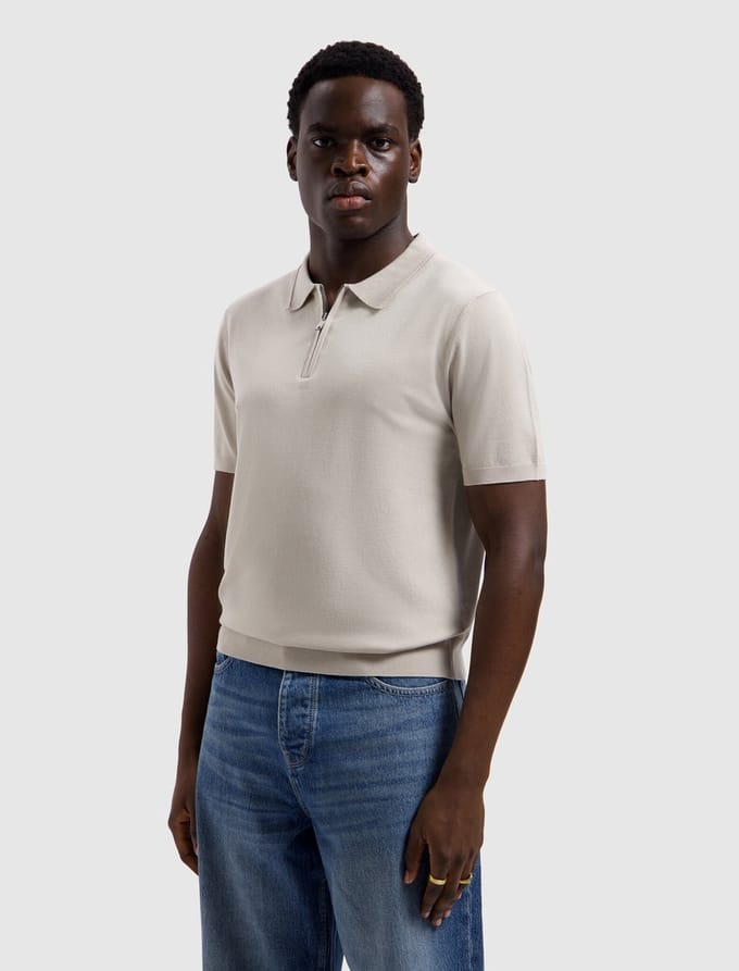 Pure Path Knitted Half-Zip Polo Faded Sand (26010810 - 46)