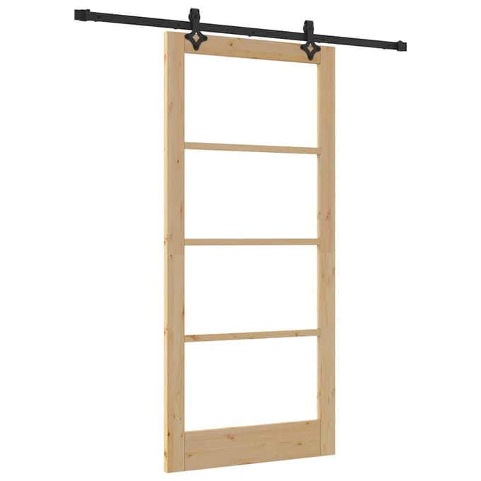 vidaXL - Schuifdeur - ORKDAL - 93 - x - 202 - cm - Massief - grenenhout - en - glas