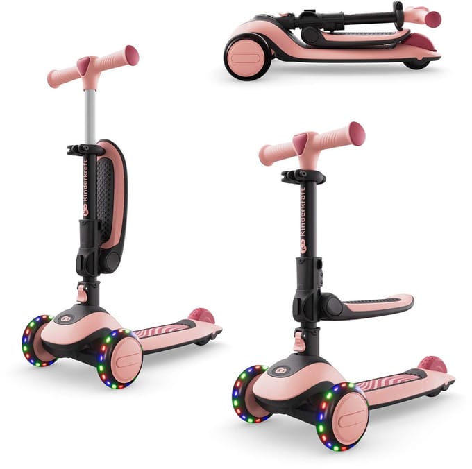 Kinderkraft HALLEY 2 - 2-in-1 Loopfiets en Driewieler Step - met verstelbaar zadel - Roze