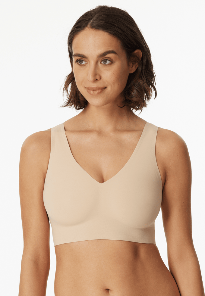 Schiesser Invisible Soft Bustier - uitneembare pads naadloos - Dames - Beha zand