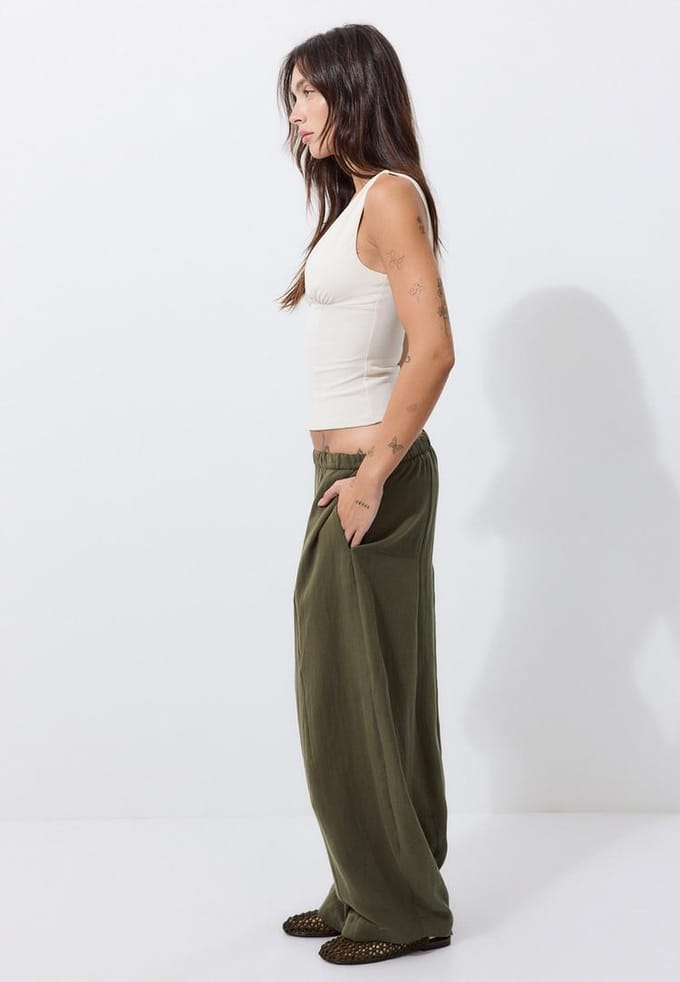 Stradivarius Barrel-broek van lyocell-mix  Kaki XS