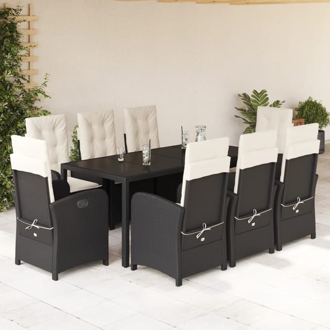 vidaXL - 9-delige - Tuinset - poly - rattan - zwart