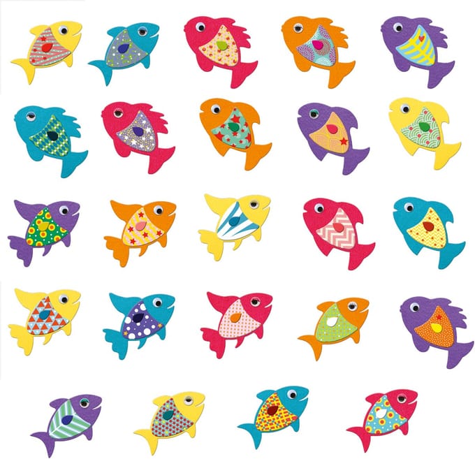 Djeco - Knutselset Creeëren met stickers - Vissen - 3-6j