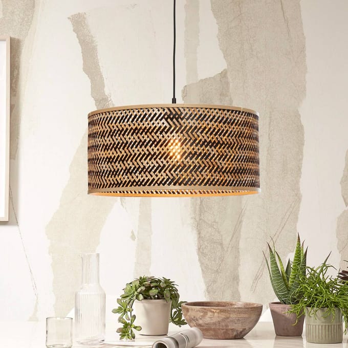 GOOD&MOJO Hanglamp Java - Bamboe/Zwart - Ø50cm - Modern - Hanglampen Eetkamer, Slaapkamer, Woonkamer