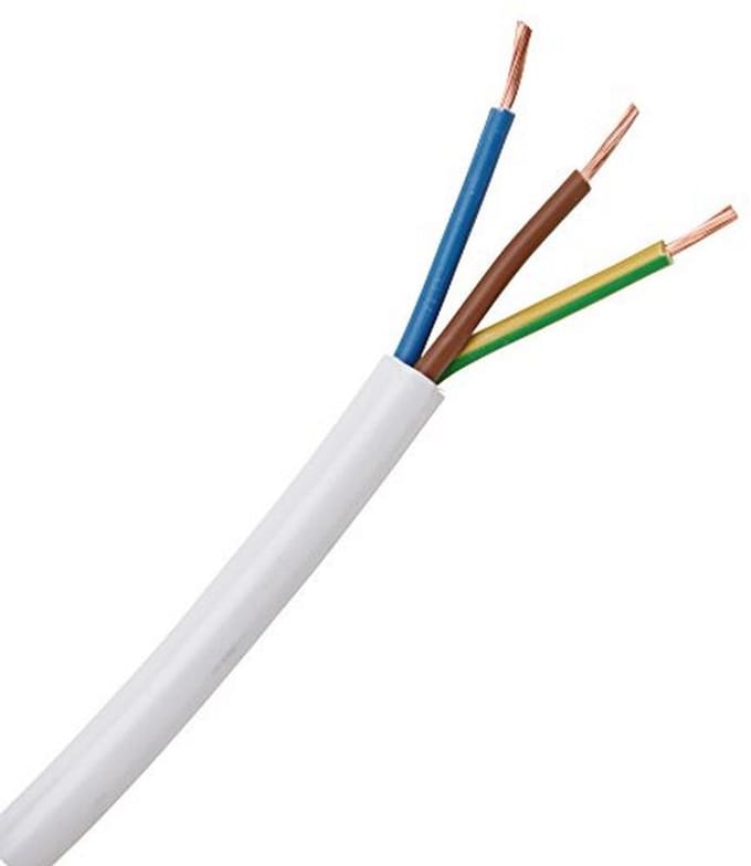 Slangleiding H03 VV-F, 3 x 0,75 mm², 10 m, wit