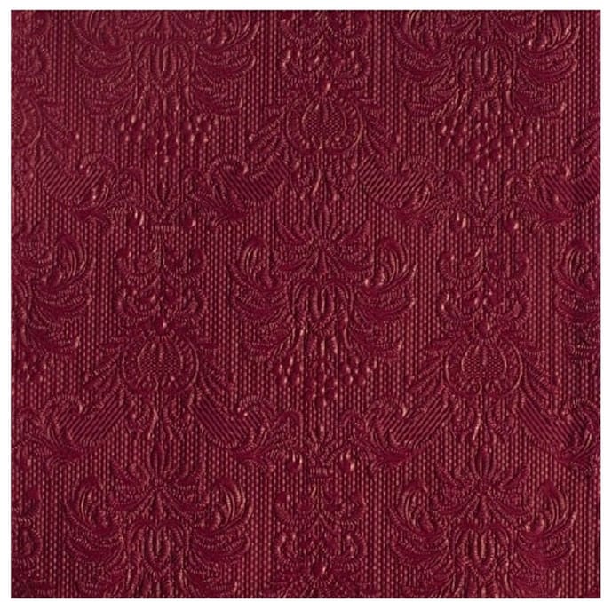 Servetten Luxe - 45x stuks - 33 x 33 cm - bordeaux - barok patroon - 3 laags