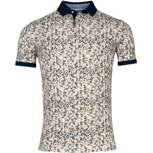 Baileys Polo Piqué Allover Pattern Small Fantasy Rocks Pattern Donker Zand / male