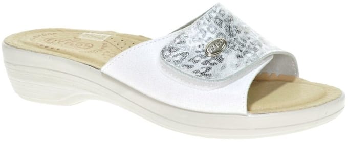 Witte 1band Slipper Met Slangenprintvelcro Flyflot maat 38