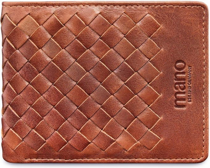 mano Leren Portemonnee Don Luca Mini Coin Wallet with Flap Cognac Bruine