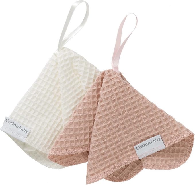 Cottonbaby Speendoekje - wafel- per set van 2 - room/poederroze