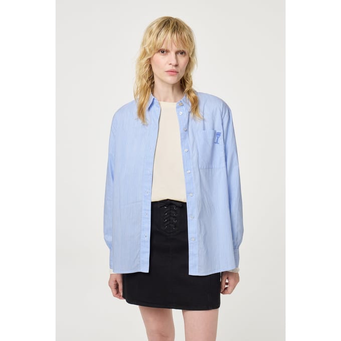 Fabienne Chapot Alex Blouse Warm White/pool Blue Maat: 40 | Longsleeves Outlet | Dames | Blauw