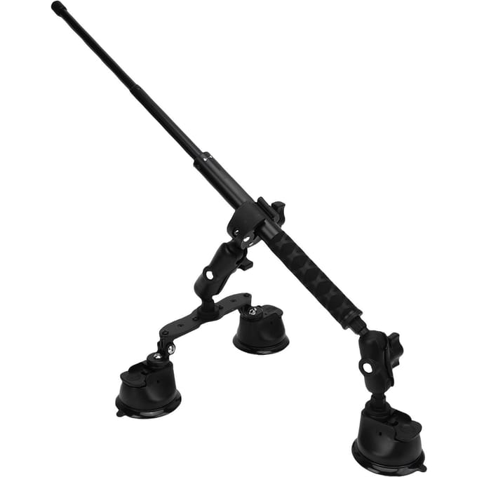 Kit de Support de Voiture à Triple Ventouse Adapté pour Caméra d'Action Insta360 X5 X4 X3 X2 X One RS R avec Perche à Selfie Double de 45,28 pouces black