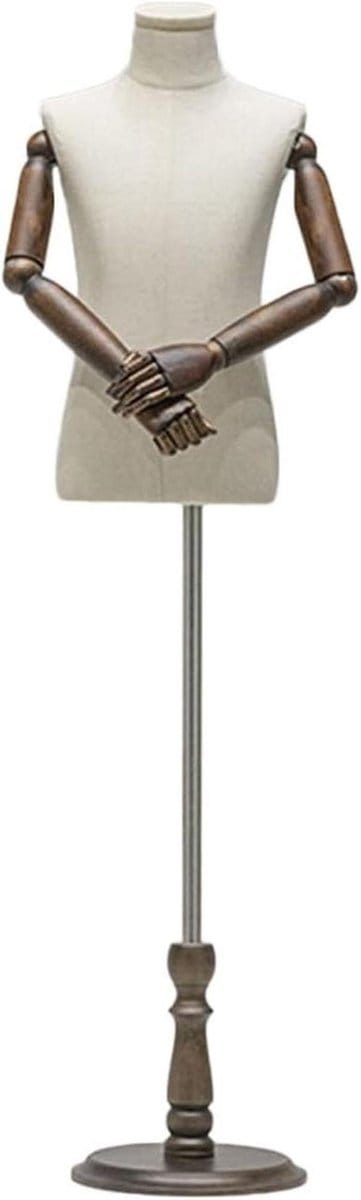 Kinder Etalagepop - Kinder Paspop Lichaam - Kleding Presenteren - Verstelbare Hoogte - 83-130 cm - Beige