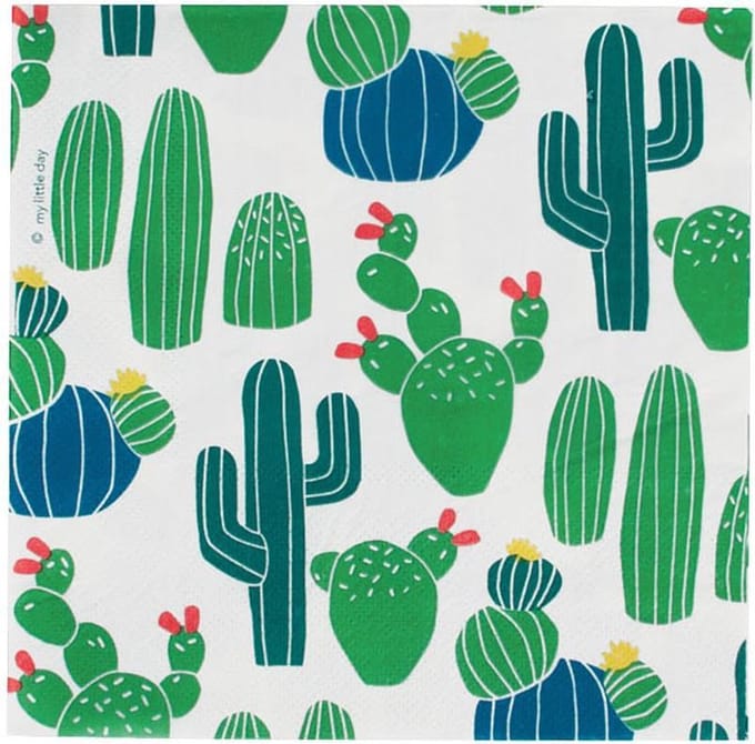 Papieren Servetten - Wit met Cactussen