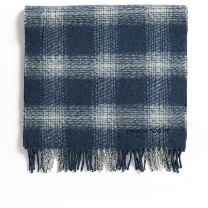 Lyle & Scott Check Lambswool Scarf Night Sky/white Talla: OS | Bufandas Outlet | Hombre | Negro