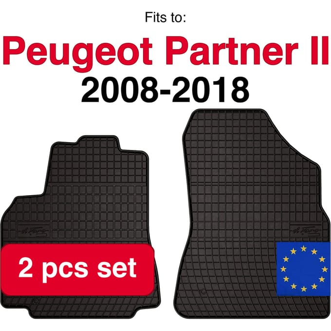 Rubberen automatten voor Citroen Berlingo II kombivan Multispace 2-zits (2008-2018) -Zwarte pasvorm (2 stuks)