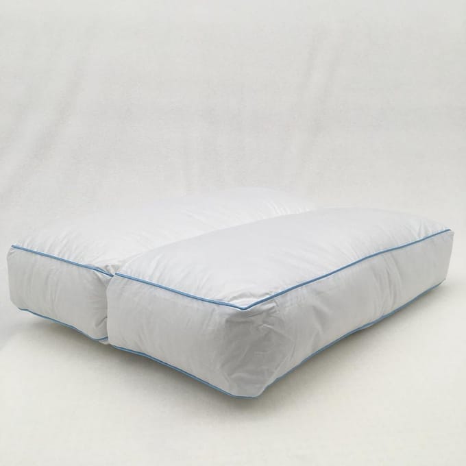 Box hoofdkussen 2-vaks - Boxkussen - Hoofdkussen - 50x60 x10cm - Wit - Navulbaar met ritssluiting