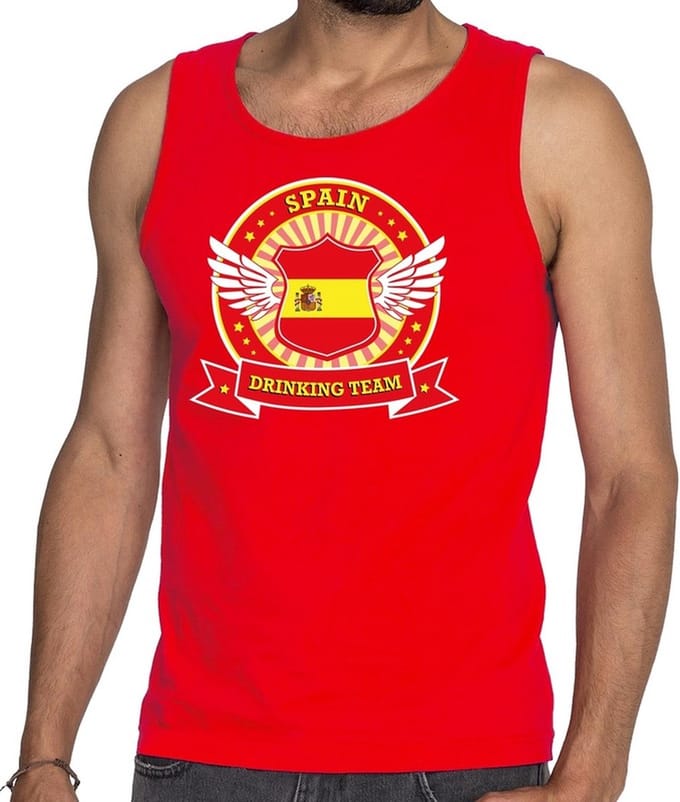 Rood Spain drinking team tanktop / mouwloos shirt rood heren - Spanje kleding XXL