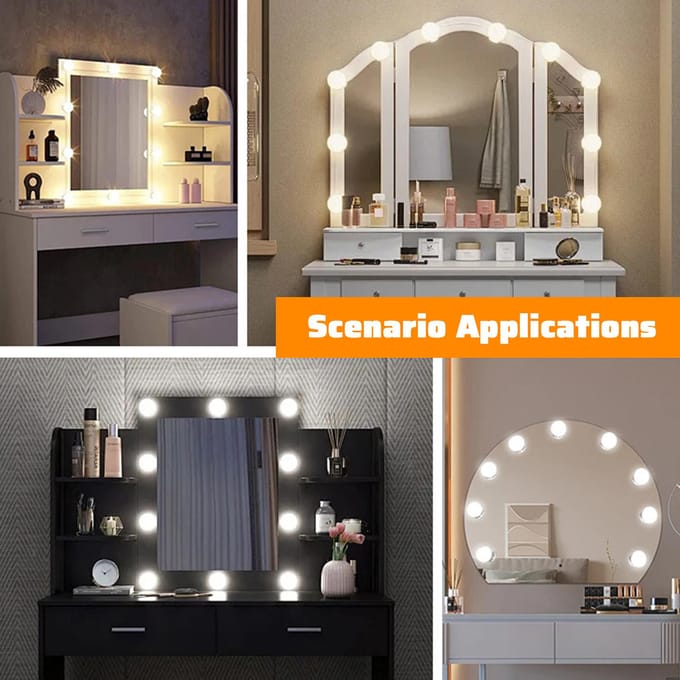 LED Make-up Spiegel Lamp Spiegel Voorlamp USB Make-up Licht Driekleurig Dimbaar Spiegellicht 2 Bulbs