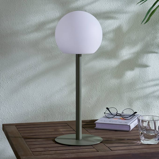 Lindby - Sfeerverlichting buiten- met dimmer - 1licht - Plastic, metaal - H: 44 cm - wit, groen - Inclusief lichtbron
