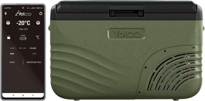 Draagbare compressor koelbox YOLCO NX30 12/24/230V 28L green