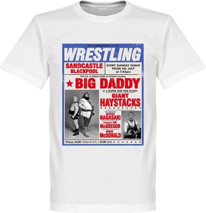 Big Daddy vs Giant Haystack Wrestling Poster T-shirt - Wit - XXL