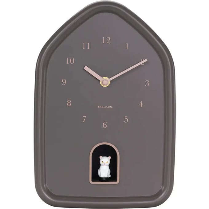 Karlsson Wandklok Modern Kitty - Bruin - 29.1x20x29.1cm - Wandklok Modern