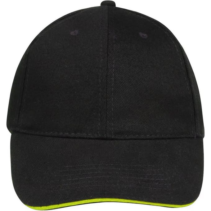 SOLS Buffalo 6 panel baseballpet (Zwart/Goud)