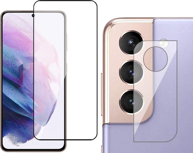 Screenprotector geschikt voor Samsung S21 + Camera Protector - Full Glas