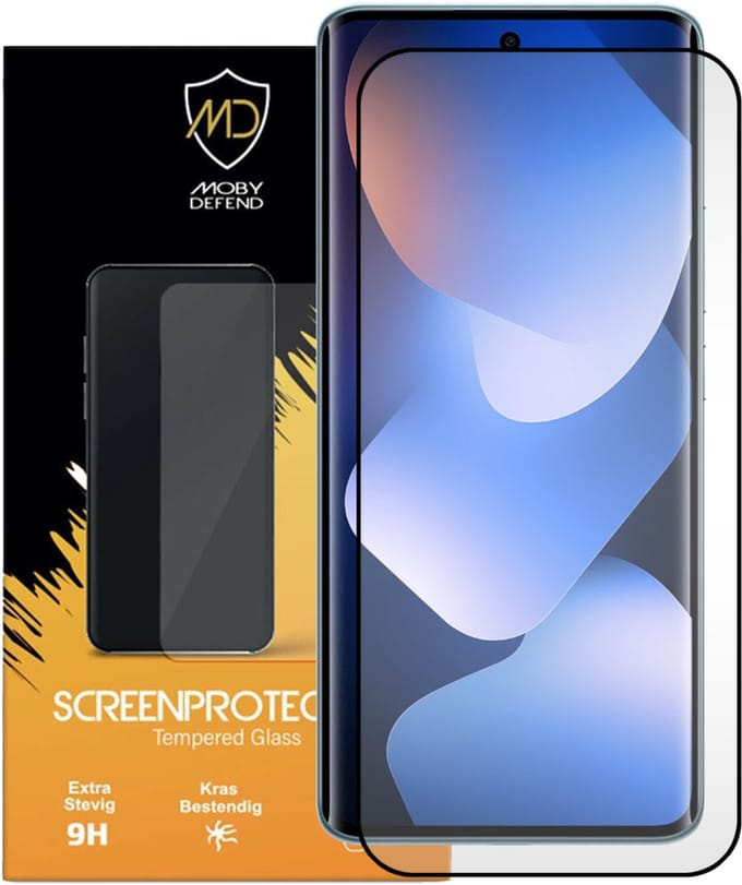 MobyDefend Screenprotector - Geschikt voor Xiaomi Redmi Note 15 5G - Screensaver Met Zwarte Randen - Gehard Glas
