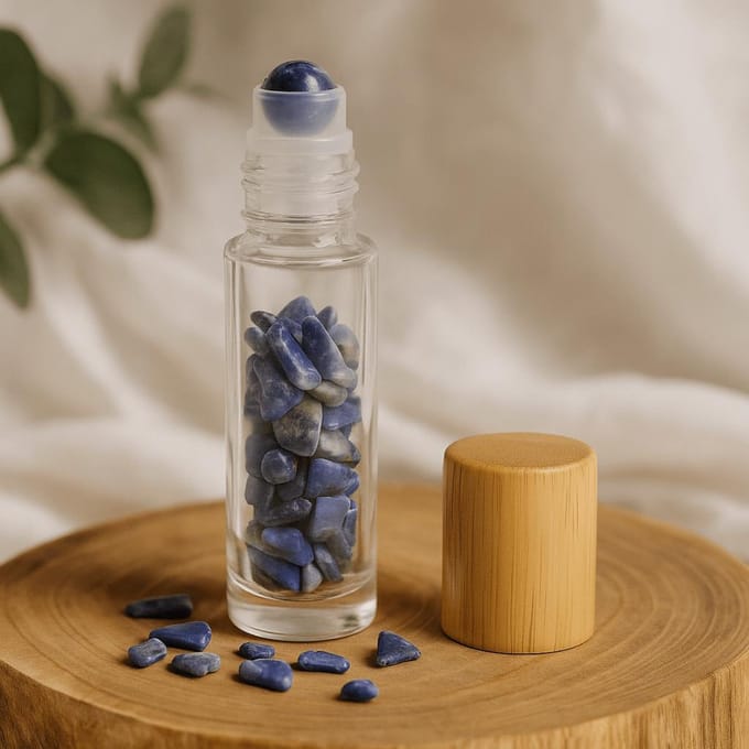 Edelsteen Rollerflesjes 10ml - Sodaliet - Houten Dop - 2 Stuks - Aromatherapie