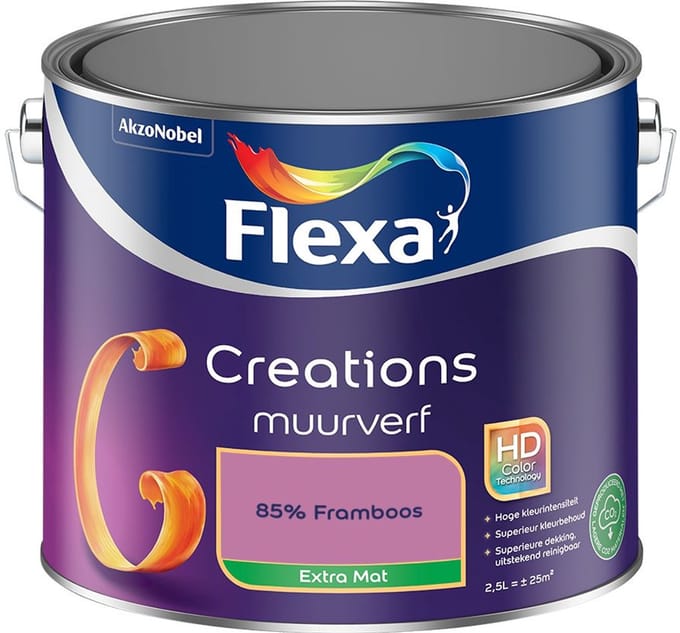 Flexa - Creations Muurverf Extra Mat - 85% Framboos - Mengverf - 2,5 L