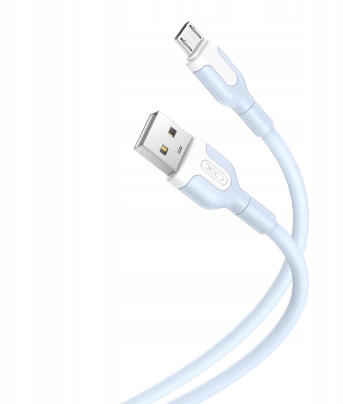 De XO USB is een MicroUSB Laadkabel – 1m, 2.1A, Blaw, Duurzaam