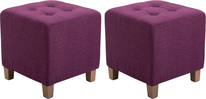 CLP Pharao Set van 2 hockers - Kruk - Vierkant - antiek-licht - purper