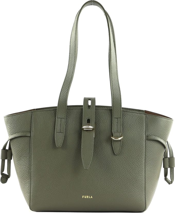 FURLA Leren Handtas Schoudertas Net Tote Bag 24 Sage Kaki