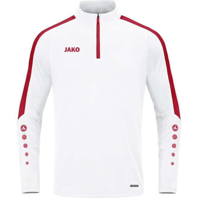Jako Power Ziptop Heren - Wit / Rood | Maat: 3XL