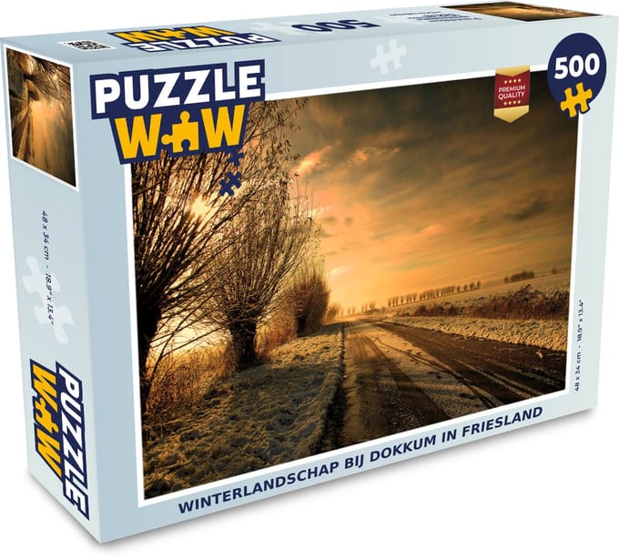 Puzzel Dokkum - Friesland - Winter - Legpuzzel - Puzzel 500 stukjes