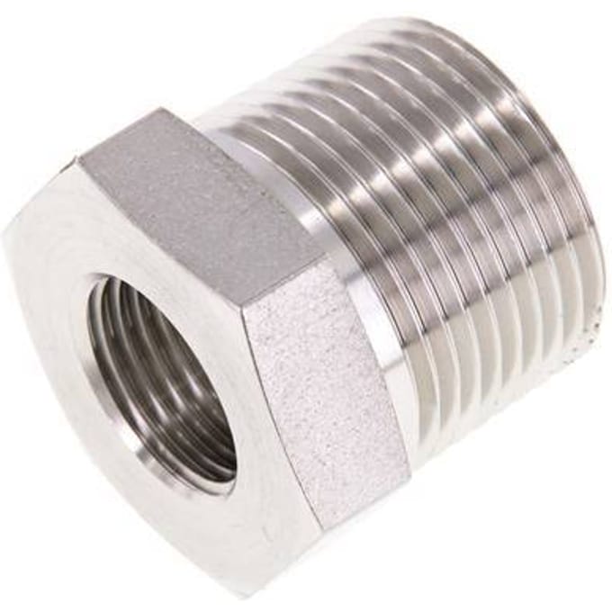 1'' NPT x 1/2'' NPT M/F RVS Verloopring 140 Bar - Hydrauliek - FL2S-MF-ST-100N-012N