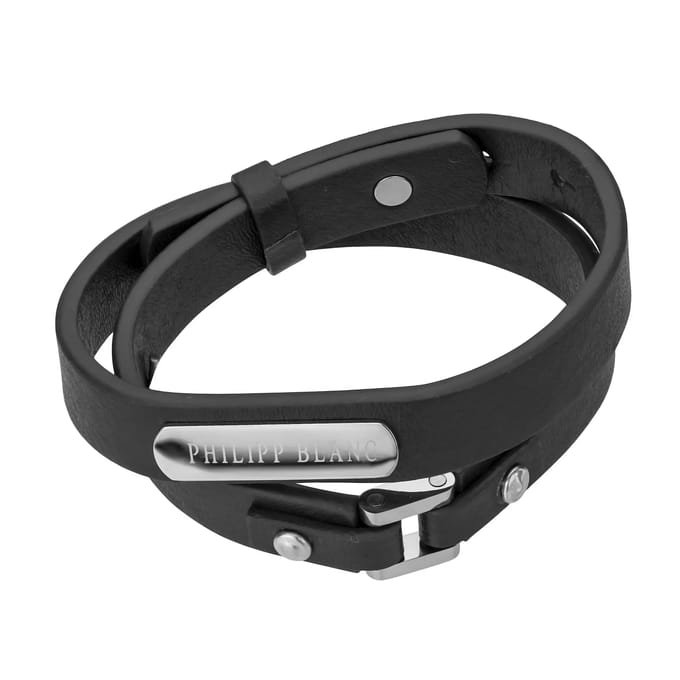Echt leer en roestvrij stalen armband Philipp Blanc Niklas